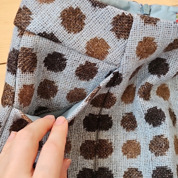 Boden Blue and Brown Polka Dot Pencil Skirt - Picture 3 of 7